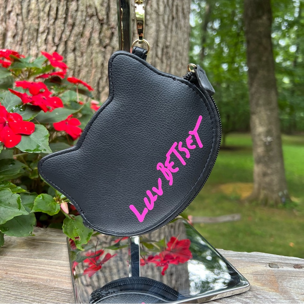 Luv Betsey By Betsey Johnson Purse Wristlet Coin Card Purse Black Kitty Cat ❤️ - Picture 6 of 7